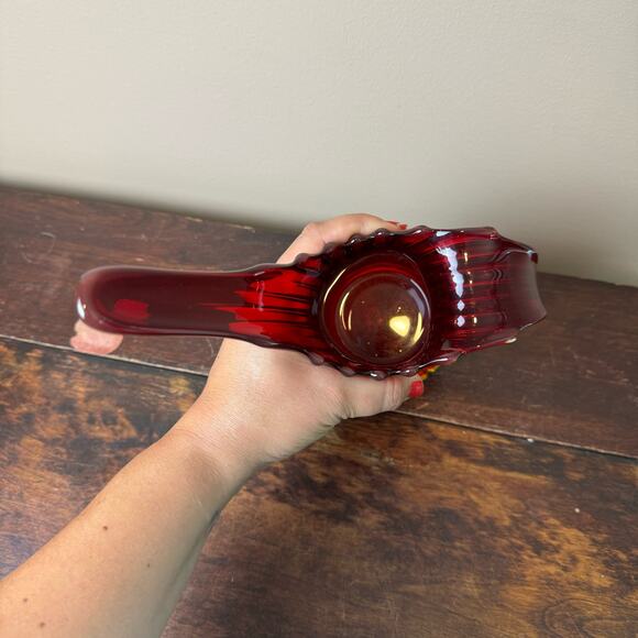 Fostoria Heirloom Amberina Ribbed Pitcher Ewer Vase Vintage MCM 10" tall - Picture 5 of 10